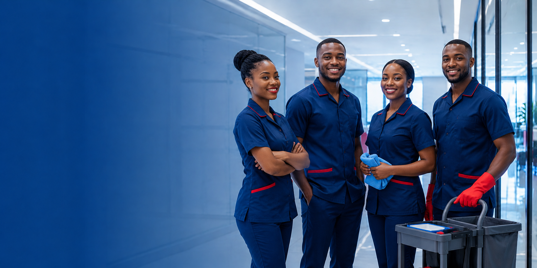 Stocksure cleaning team in a modern corporate facility